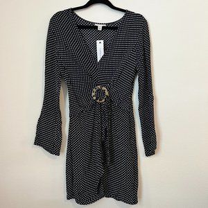 Topshop Polka Dot Long Sleeve Dress